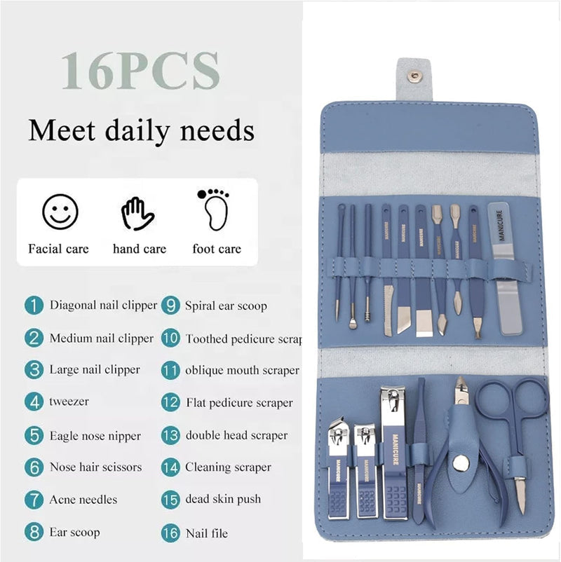 16 Pcs Manicure & Pedicure Set